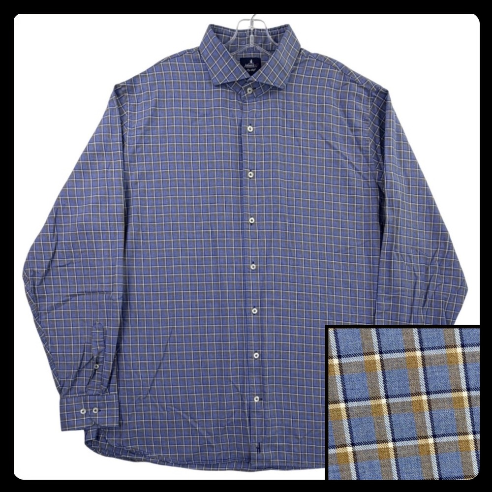 Johnnie-O Top Shelf Blaine Shirt Men 2XL Laguna Blue Plaid Cotton Long Sleeve